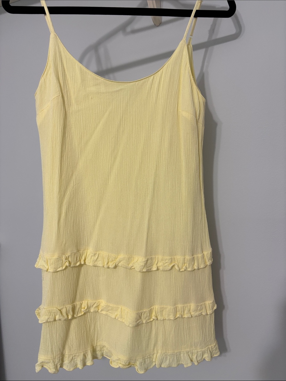 Light Yellow Ruffle Tiered Slip Mini Dress